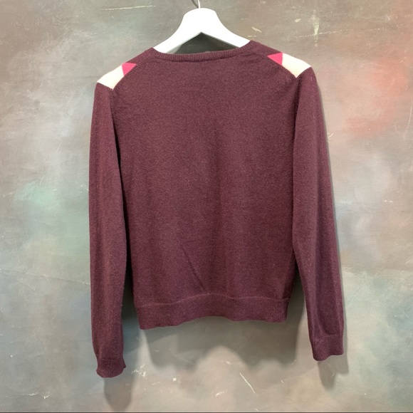 Weekend MaxMara 100% Cashmere Sweater Maglia V-neck Check Flowers details Size M - Picture 6 of 6